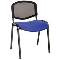 Lot de 5 chaises Bliz piètement noir dossier résille assise tissu coloris bleu - Image principale