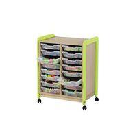 Meuble sur roulettes 2 colonnes 16 casiers Lili hauteur 98 cm coloris vert - Image 2