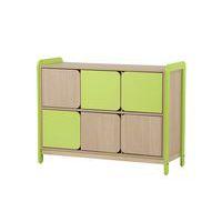 Meuble Lili hauteur 98 cm 3 colonnes 6 portes coloris vert - Image principale