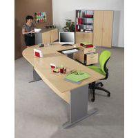 Mercure bureau droit+angle+tab Caiss 3 tiroirs L.160cm+L80cm Hêtre/alu - Image principale
