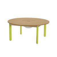 Table Lili ronde, plateau hêtre avec bac, piétement bois couleur - Image principale