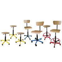 Tabouret assise bois, réglable par verin à gaz, avec repose-pieds - Image 2