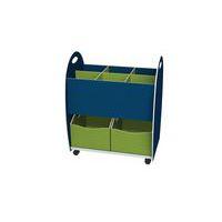 Meuble de rangement Emma hauteur 75 cm bac 6 cases, 2 tiroirs, Bleu/Anis - Image principale