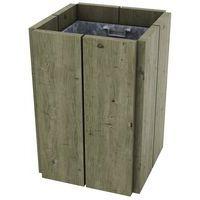 Poubelle carrée Kerguélen 50L - pin traité - Manutan Expert - Image principale