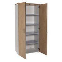 Armoire 2 portes battantes hauteur 180 cm Linéo coloris chêne/blanc - Image principale