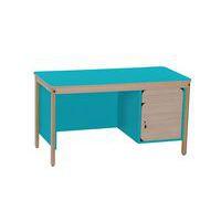 Chaire de professeur Lili avec un caisson et un tiroir, coloris bleu turquoise - Image principale