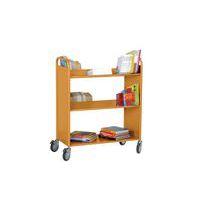 Chariot à livres double face,4 tablettes inclinées + 1 droite - orange RAL 2004 - Image 2