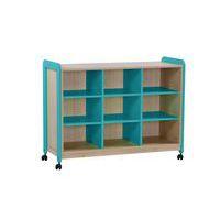 Meuble Lili 3 colonnes 9 niches avec roulettes hauteur 98 cm coloris turquoise - Image principale