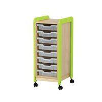 Meuble sur roulettes 1 colonne 8 casiers Lili hauteur 98 cm coloris vert - Image principale