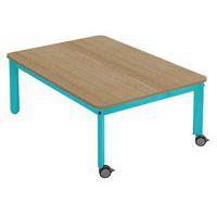 Table Lili roulettes, plateau rect. hêtre, piétement bois couleur - Image 3