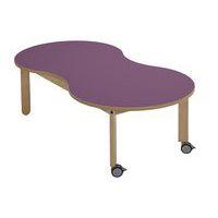 Table Lili avec roulettes piétement hêtre plateau cacahuète - Image 4