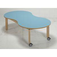 Table Lili avec roulettes piétement hêtre plateau cacahuète - Image 3