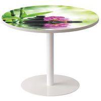 Guéridon bas Easy Office pied métal Ø 80 cm plateau coloris décor Bambou - Image principale