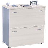 Armoire basse Trétris 2 tiroirs coloris gris/aluminium - Image principale