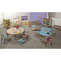 Table Lili rectangulaire, plateau hêtre, piétement bois couleur - Image 2