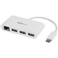 Hub USB- C à 3 ports avec Gigabit Ethernet-USB 3.0-USB-C vers 3x USB-A-Blanc - Image principale