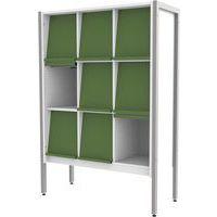 Présentoir 9 cases stockage structure métal volets vert RAL6010 Ellipse enfant - Image principale