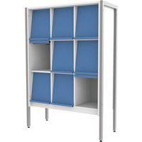 Présentoir 9 cases stockage structure métal volets bleu RAL5012 Ellipse enfant - Image principale