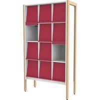 Présentoir à revues Ellipse 12 cases structure bois volets blanc 9003 - Image 3