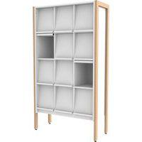 Présentoir à revues Ellipse 12 cases structure bois volets blanc 9003 - Image principale