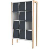 Présentoir à revues Ellipse 12 cases structure bois volets anthracite 7016 - Image principale