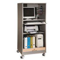 Armoire multimédia mobile à rideaux coloris alu/hêtre - Image principale