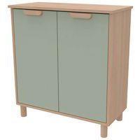 Meuble étagères Filou avec portes sur pieds vert opale - Image principale