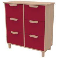 Meuble Filou 6 tiroirs sur pieds rouge cerise - Image principale