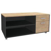 Console mobile Steel Graphite 2 tiroirs carbone/chêne clair - Image principale