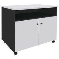 Desserte mobile 2 tablettes 2 portes blanc perle/anthracite - Image principale