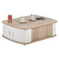 Table basse chêne 4 rideaux blanc - Image principale