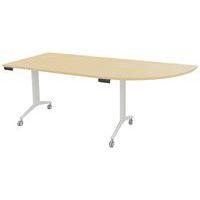 Table plateau pivotant Avel 200x80 angle intégré à droite hêtre pieds blancs - Image principale