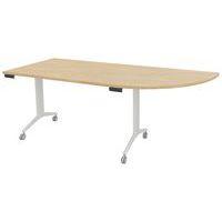 Table plateau pivotant Avel 200x80 angle intégré droite chêne clair pieds blancs - Image principale