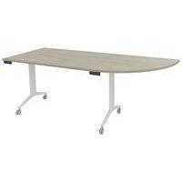 Table plateau pivotant Avel 200x80 angle intégré droite chêne gris pieds blancs - Image principale