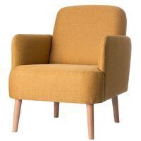 Fauteuil Duncan pied hêtre massif revêtement tissu polyester coloris Safran - Image principale