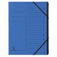 Lot de 10 Trieur agrafé avec élastiques int. noir 12 compart. A4 Bleu - Image principale