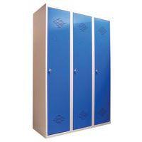 Vestiaire monobloc industrie salissante 3 colonnes bleu/gris - Image principale