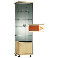 Vitrine Easy E5 - Avec armoire basse et éclairage socle Merisier - Image principale