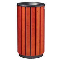 Poubelle Zeno Access 80L lattes bois acier galva gris-Rossignol Pro - Image principale