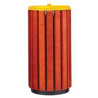 Poubelle Zeno protec 80L lattes bois couvercle jaune acier poudré-Rossignol Pro - Image 3