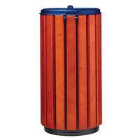 Poubelle Zeno Protec 80L lattes bois couvercle bleu acier poudré-Rossignol Pro - Image 3