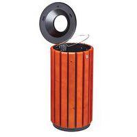 Poubelle à poser/fixer Zeno Access 80L Lattes Bois Entonnoir Gris-Rossignol Pro - Image 3