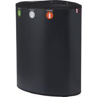 Poubelle tri sélectif Lune Binc 3flux couvercle ouvert Noir - Image 4