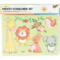 Ensemble 6 pochoirs zoo en plastique - Image principale