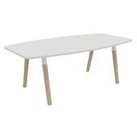 Table tonneau Dialogue 200 x 100 cm Blanc pied Hêtre - Image principale
