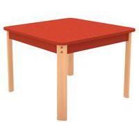 Table Ergo carrée T0 - rouge/hêtre - Image principale
