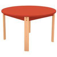 Table Ergo ronde T0 - rouge/hêtre - Image principale