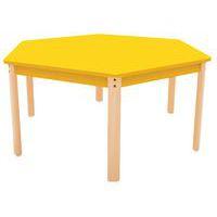 Table Ergo hexagonale T0 - jaune/hêtre - Image principale