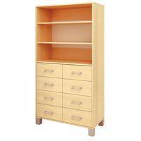 Bibliothèque Confetti avec pieds - étagères et tiroirs bouleau/bouleau - Image principale