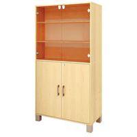 Bibliothèque Confetti pieds portes verre et portes pleines à clé bouleau/bouleau - Image principale